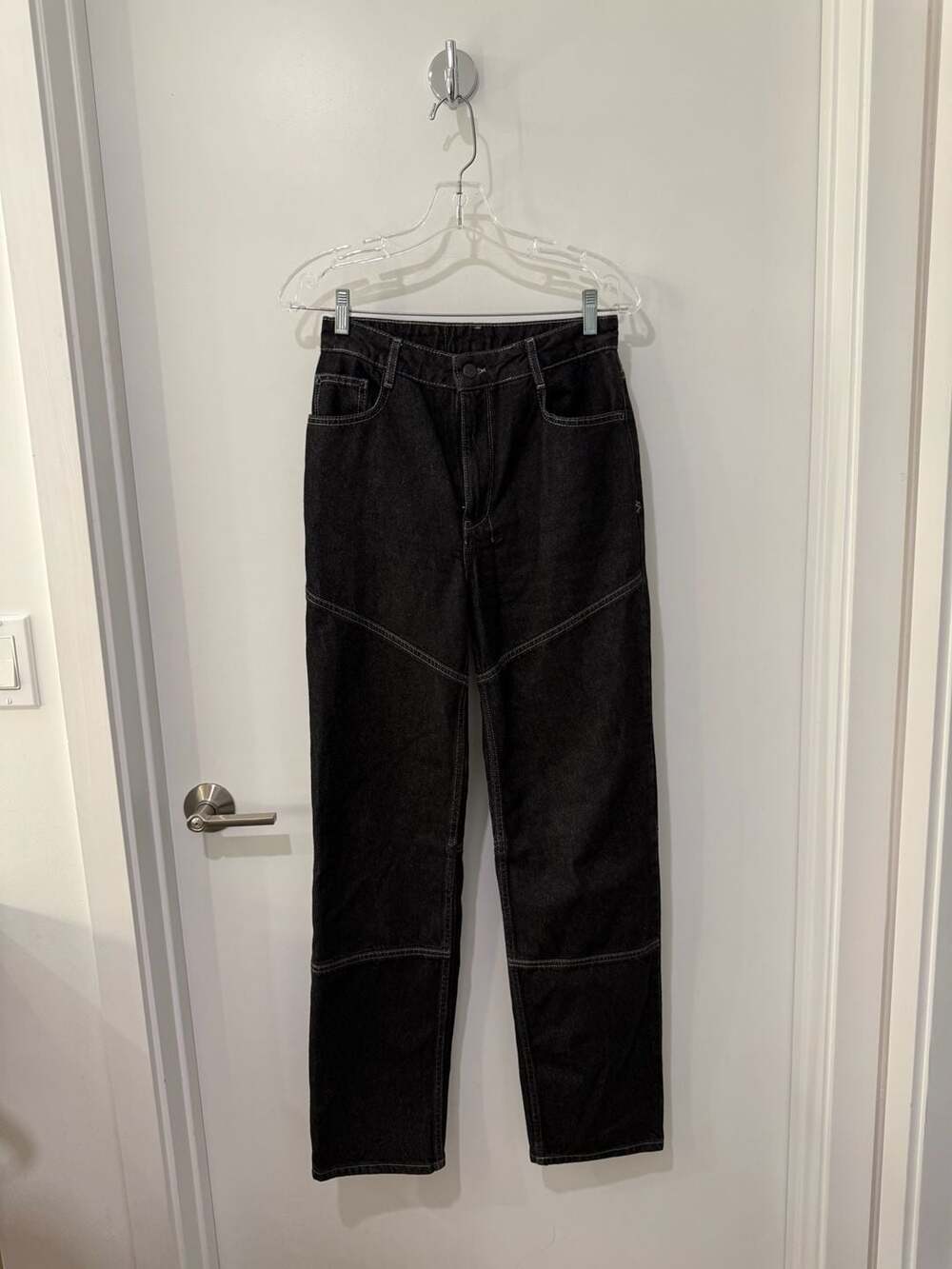 Ksubi Playback High-Rise Straight Panel Jeans in Black